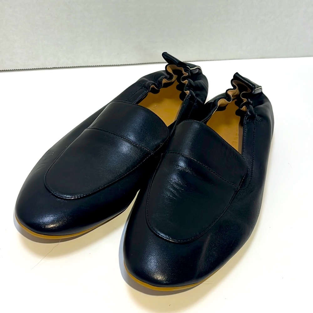 Everlane Black Day Loafer Leather Elastic Back Flats 9